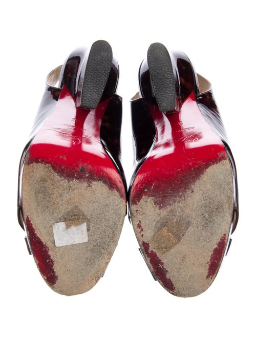Christian Louboutin Patent Leather Animal Print Slingback Sandals