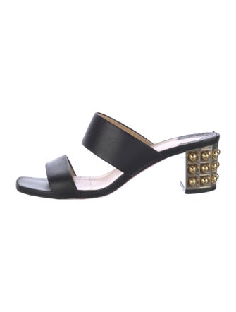 Christian Louboutin Leather Studded Accents Slides