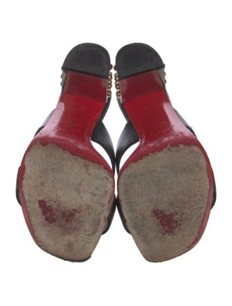 Christian Louboutin Leather Studded Accents Slides