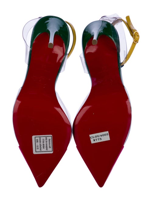 Christian Louboutin Patent Leather Colorblock Pattern T-Strap Pumps