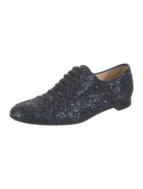 Christian Louboutin Glitter Leather Trim Embellishment Oxfords