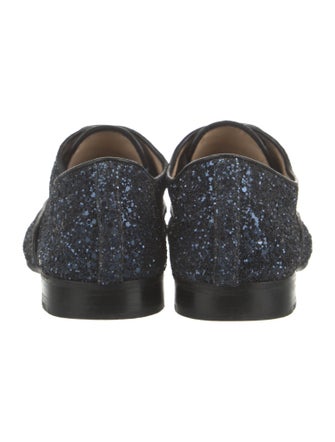Christian Louboutin Glitter Leather Trim Embellishment Oxfords