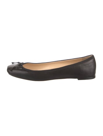 Christian Louboutin Leather Bow Accents Ballet Flats