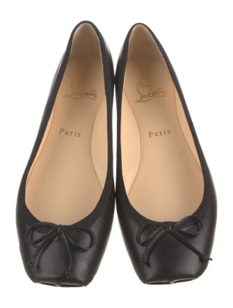 Christian Louboutin Leather Bow Accents Ballet Flats