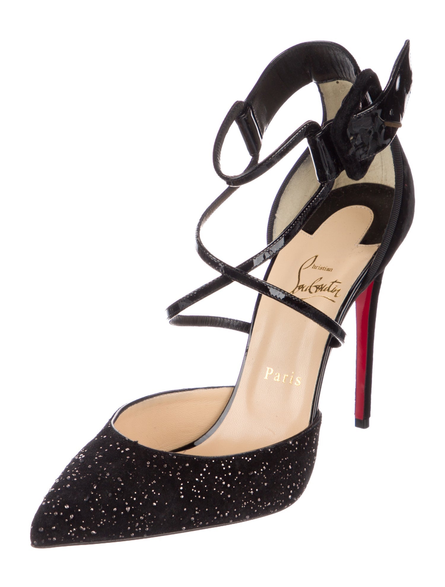 Christian Louboutin Velvet Glitter Accents Sandals