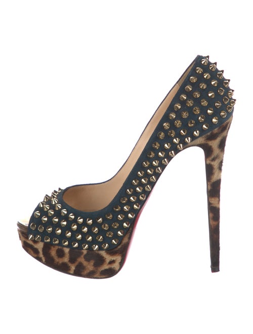 Christian Louboutin Spike Accents Suede Pumps