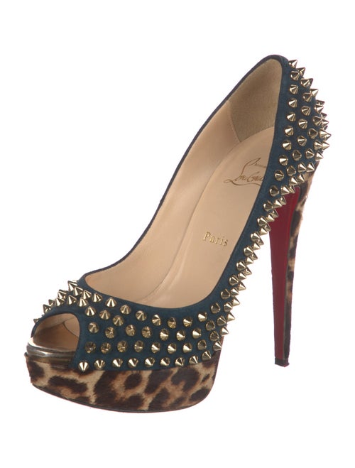 Christian Louboutin Spike Accents Suede Pumps