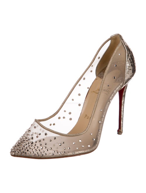 Christian Louboutin Mesh Crystal Embellishments Pumps