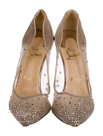 Christian Louboutin Mesh Crystal Embellishments Pumps