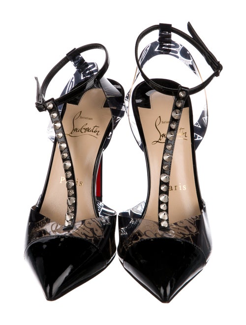 Christian Louboutin Spike Accents Leather T-Strap Pumps