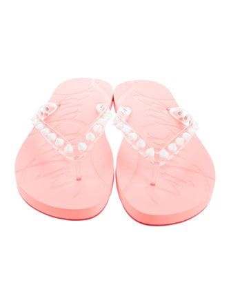 Christian Louboutin Spike Accents Rubber Flip Flops