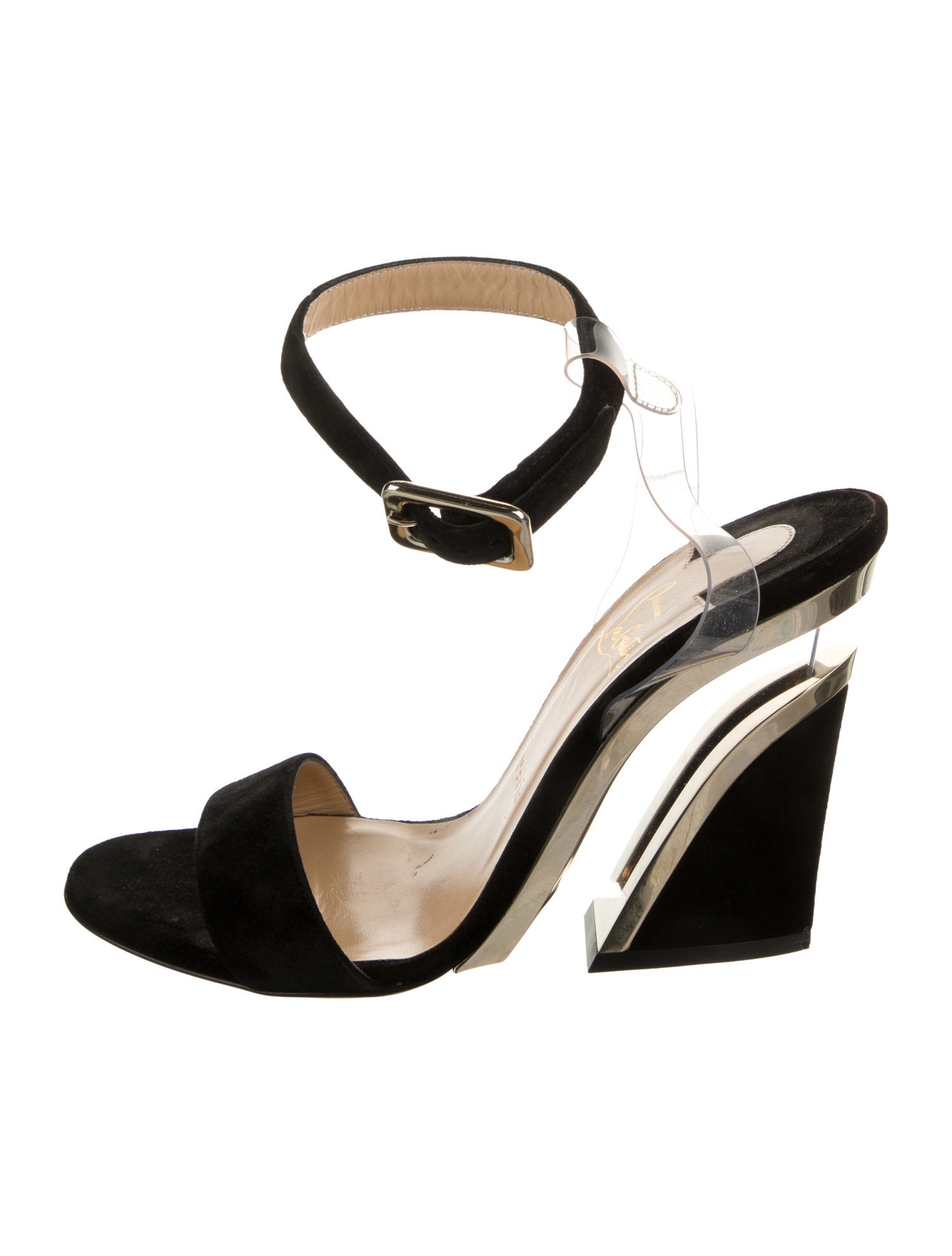 Christian Louboutin Suede Colorblock Pattern Sandals