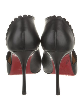 Christian Louboutin Leather Scalloped Accent Pumps