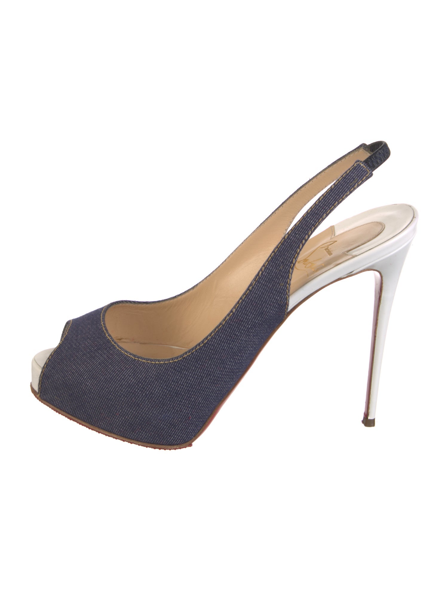 Christian Louboutin Denim Slingback Pumps