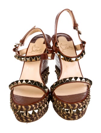 Christian Louboutin Leather Studded Accents Espadrilles