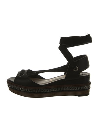 Christian Louboutin Leather Chain-Link Accents Slingback Flats