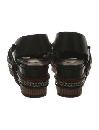 Christian Louboutin Leather Chain-Link Accents Slingback Flats