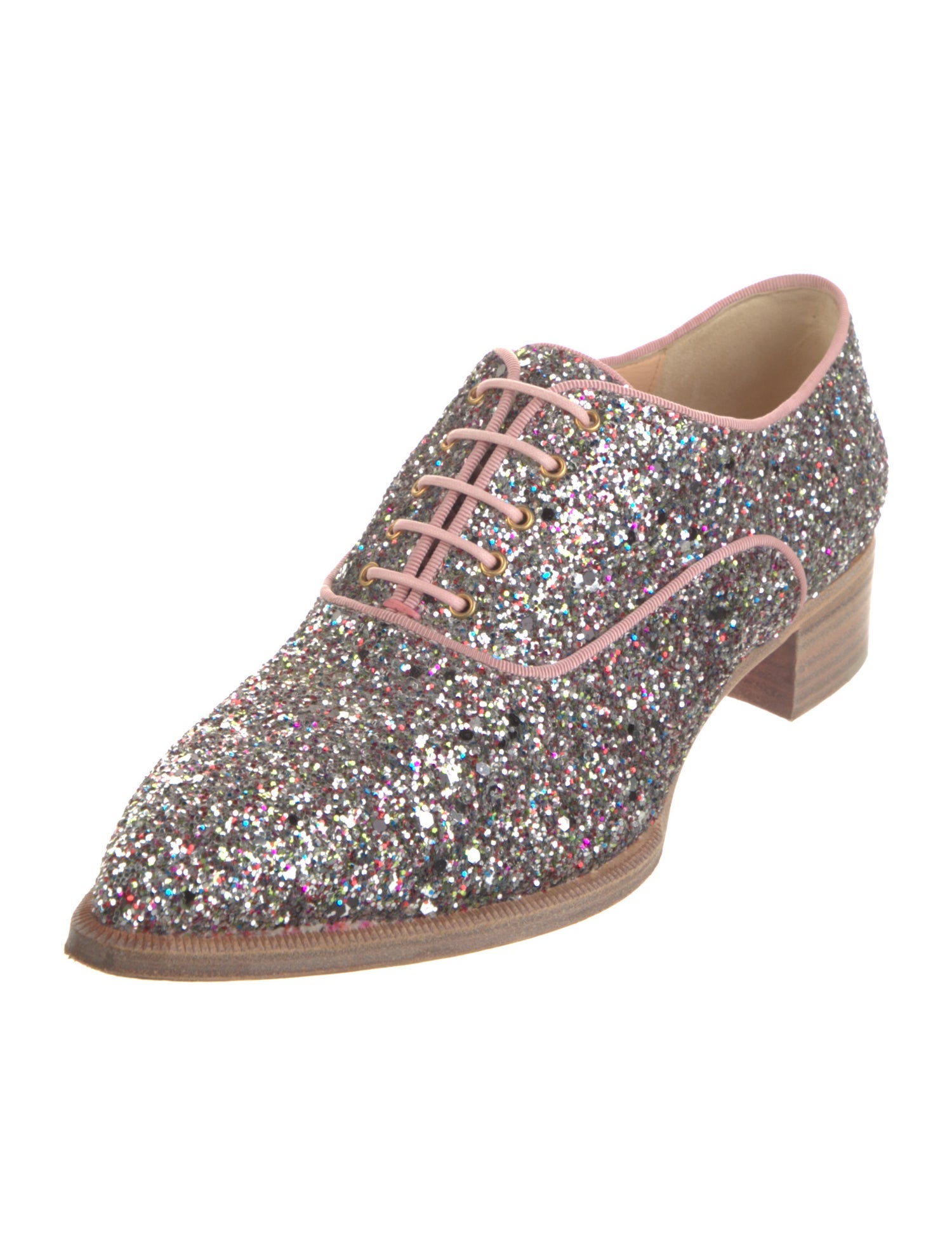 Christian Louboutin Leather Glitter Accents Oxfords