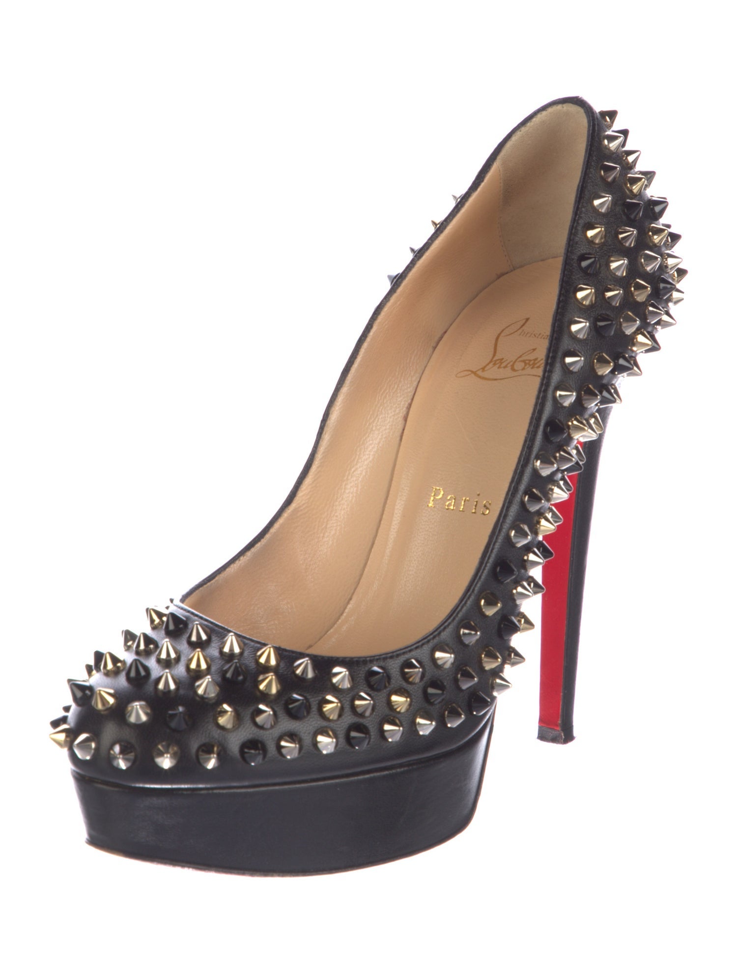 Christian Louboutin Spike Accents Leather Pumps