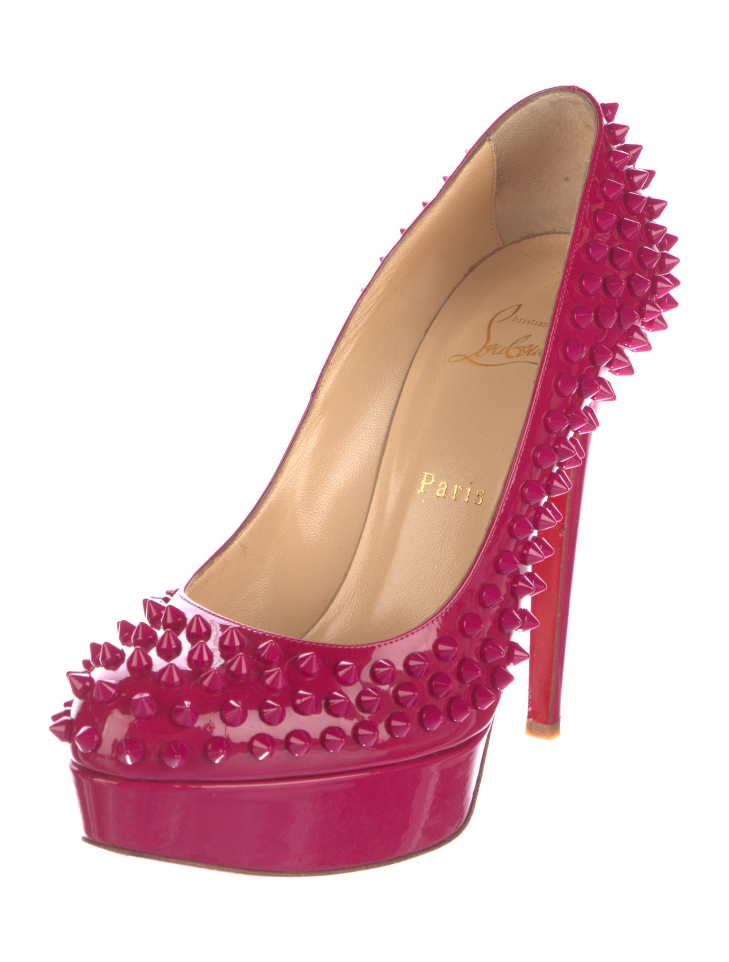 Christian Louboutin Spike Accents Patent Leather Pumps