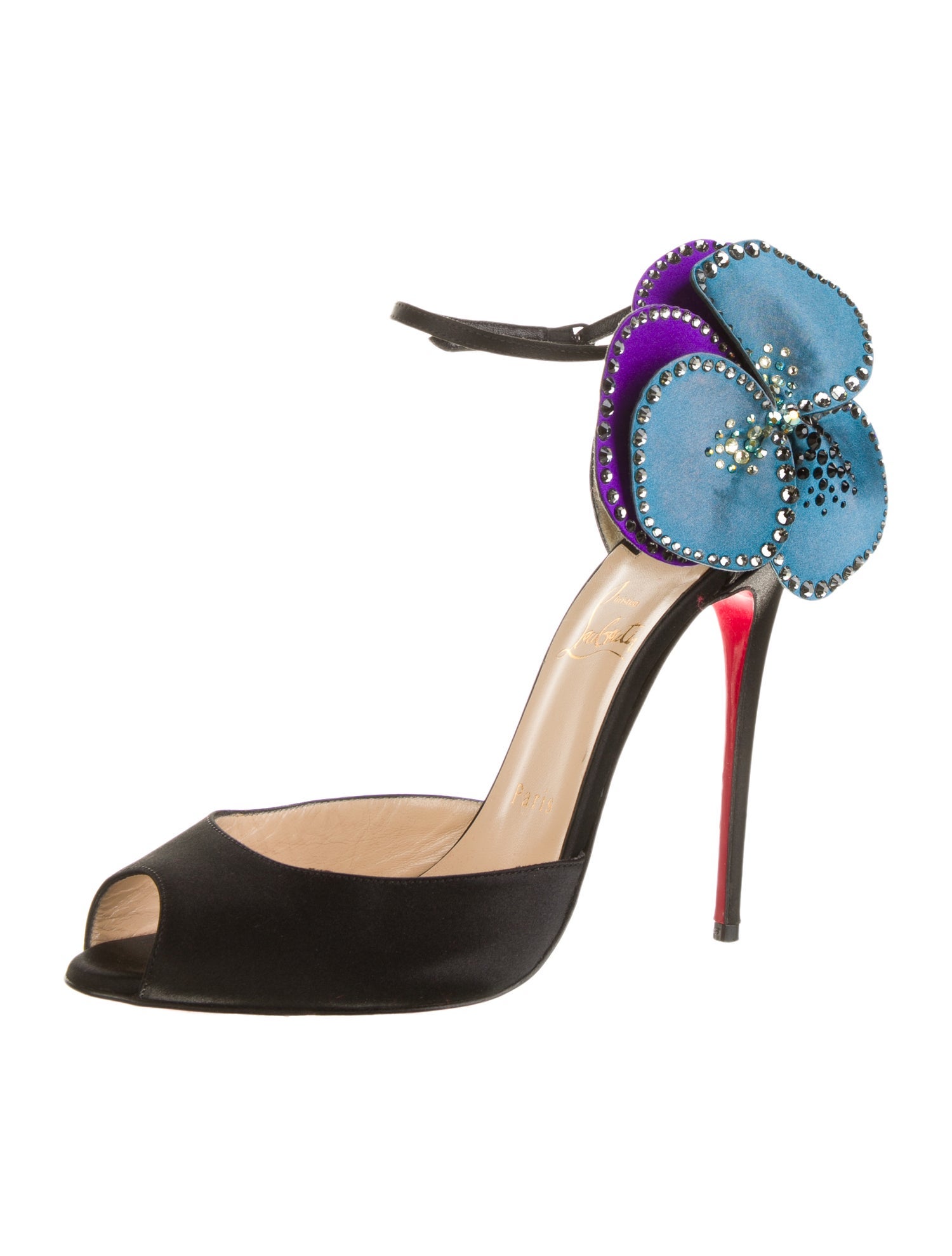 Christian Louboutin Satin Colorblock Pattern D'Orsay Pumps
