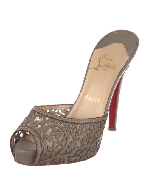 Christian Louboutin Leather Mesh Accents Slides