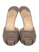 Christian Louboutin Leather Mesh Accents Slides