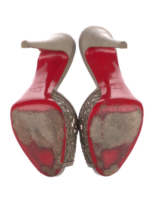 Christian Louboutin Leather Mesh Accents Slides
