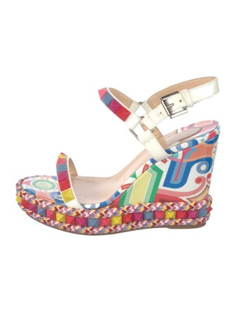 Christian Louboutin Spike Accents Patent Leather Slingback Sandals