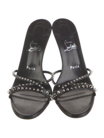Christian Louboutin Spike Accents Leather Slides