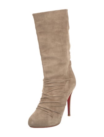 Christian Louboutin Suede Pleated Accents Boots