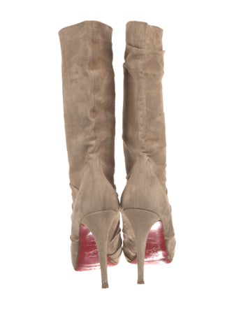 Christian Louboutin Suede Pleated Accents Boots
