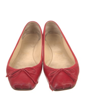 Christian Louboutin Leather Bow Accents Ballet Flats
