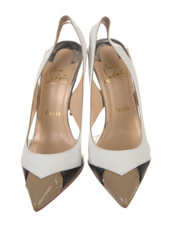 Christian Louboutin Leather Colorblock Pattern Slingback Pumps