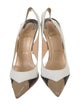 Christian Louboutin Leather Colorblock Pattern Slingback Pumps