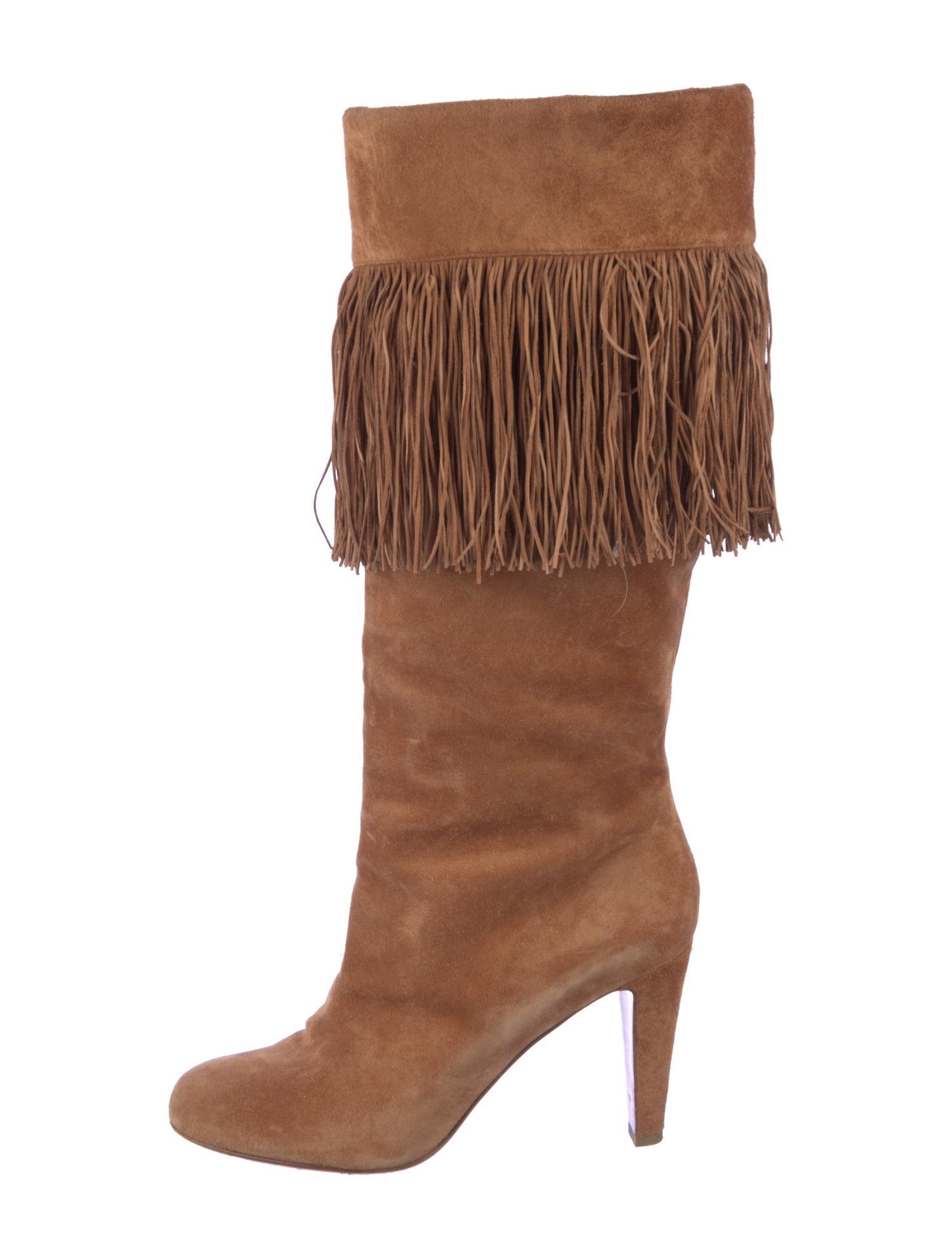 Christian Louboutin Suede Fringe Trim Accent Boots