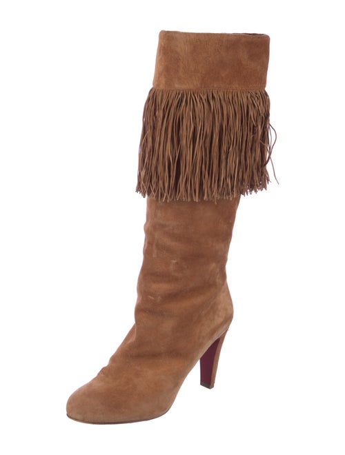 Christian Louboutin Suede Fringe Trim Accent Boots