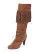Christian Louboutin Suede Fringe Trim Accent Boots