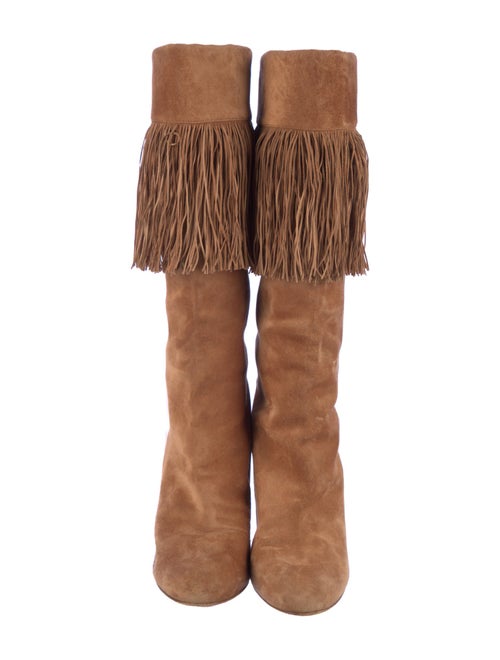 Christian Louboutin Suede Fringe Trim Accent Boots
