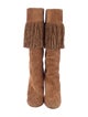 Christian Louboutin Suede Fringe Trim Accent Boots