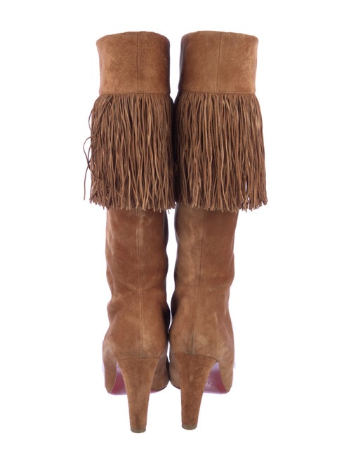 Christian Louboutin Suede Fringe Trim Accent Boots