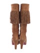 Christian Louboutin Suede Fringe Trim Accent Boots