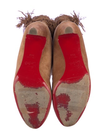 Christian Louboutin Suede Fringe Trim Accent Boots