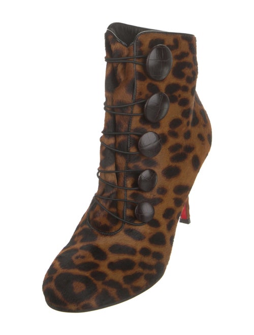 Christian Louboutin Ponyhair Animal Print Lace-Up Boots