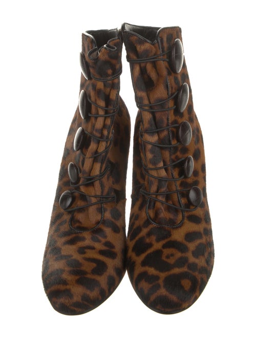Christian Louboutin Ponyhair Animal Print Lace-Up Boots