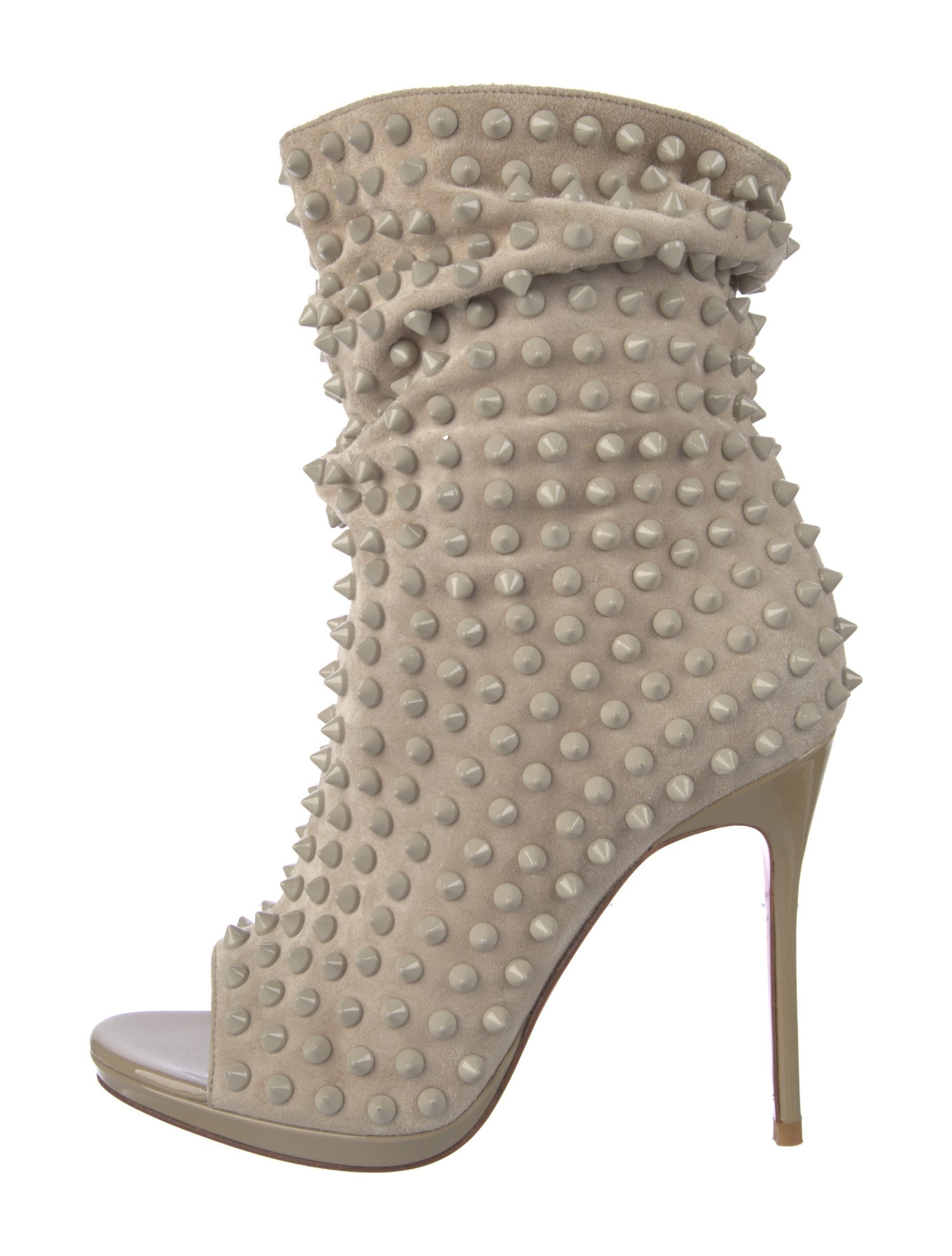 Christian Louboutin Spike Accents Suede Lace-Up Boots