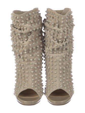 Christian Louboutin Spike Accents Suede Lace-Up Boots