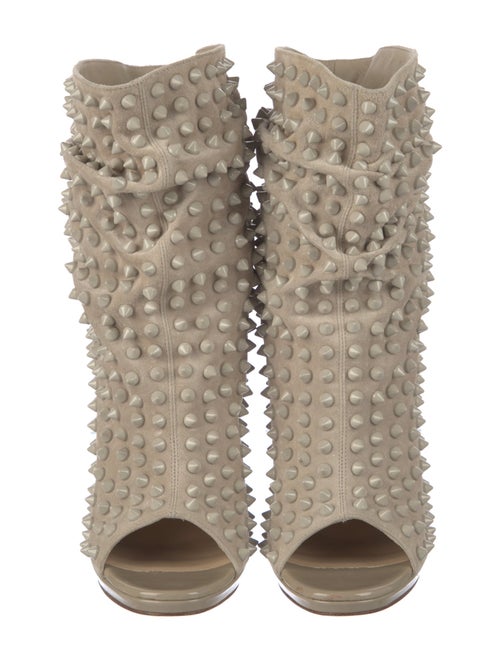 Christian Louboutin Spike Accents Suede Lace-Up Boots