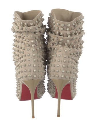 Christian Louboutin Spike Accents Suede Lace-Up Boots