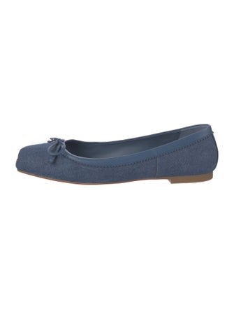 Christian Louboutin Denim Bow Accents Ballet Flats